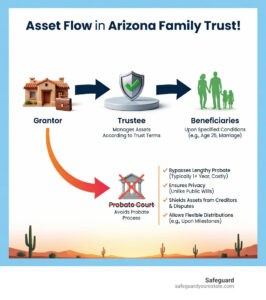 Infographic showing the flow of assets in an Arizona family trust